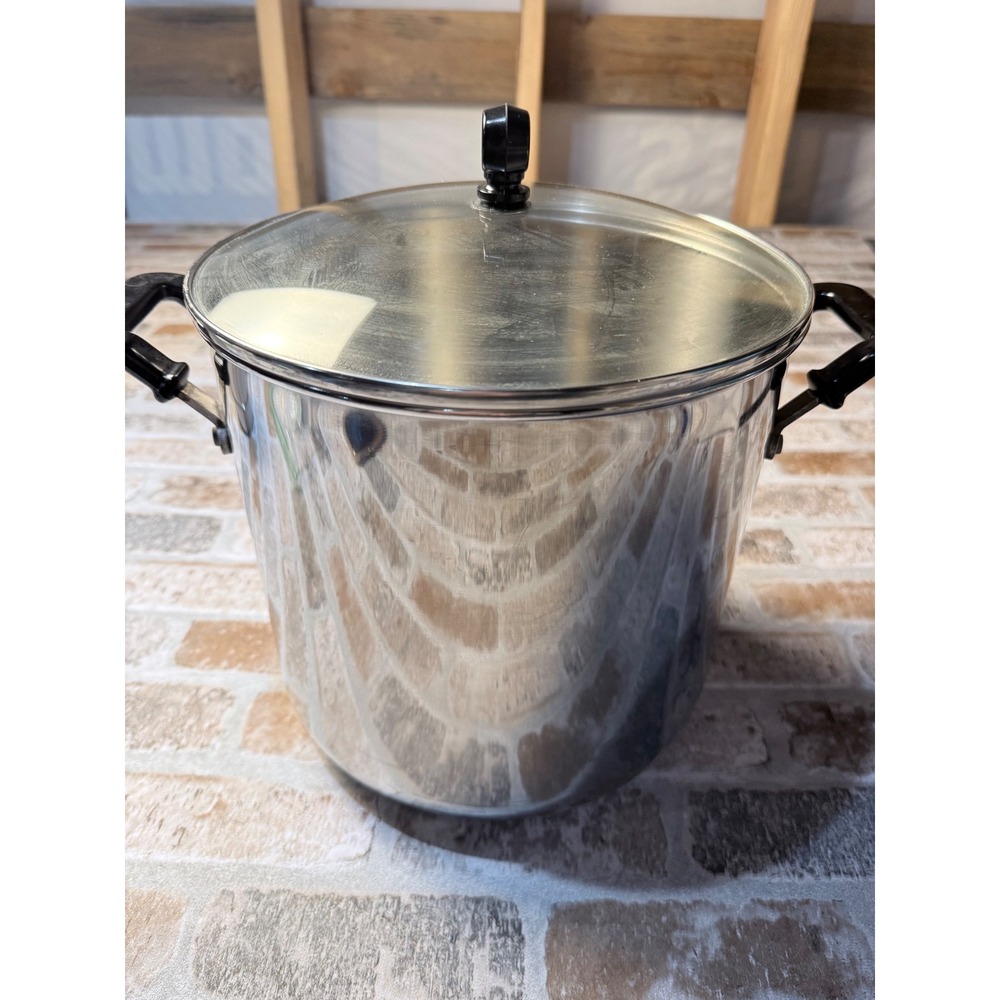 Farberware 11 Quart Stainless Steel Stockpot with Glass Lid Silver Black 00013T